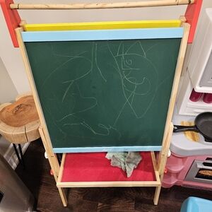 Wooden Whiteboard & Chalkboard Easel